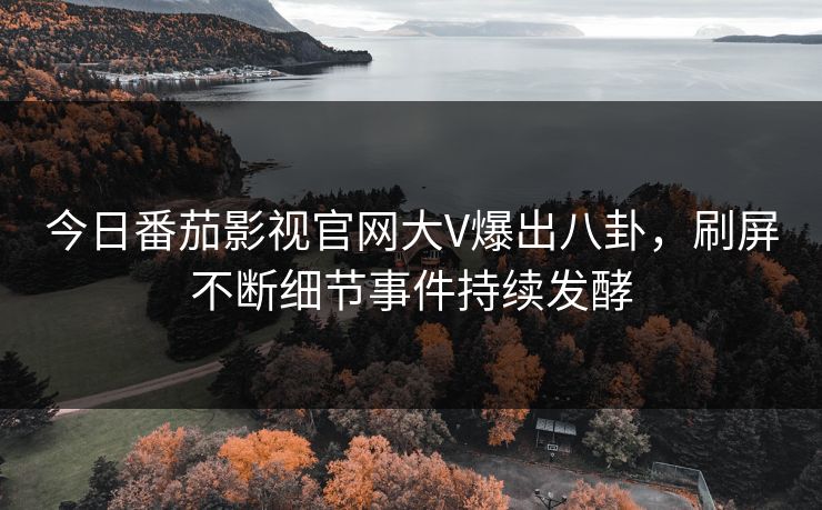 今日番茄影视官网大V爆出八卦，刷屏不断细节事件持续发酵