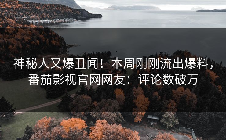 神秘人又爆丑闻！本周刚刚流出爆料，番茄影视官网网友：评论数破万