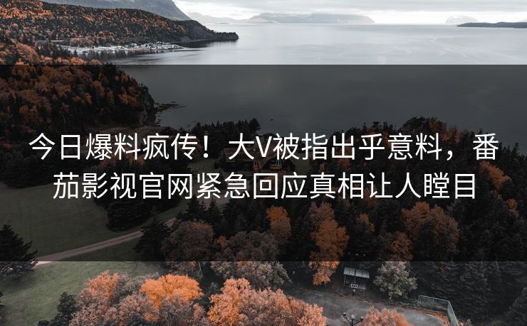 今日爆料疯传！大V被指出乎意料，番茄影视官网紧急回应真相让人瞠目