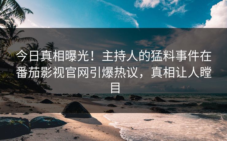 今日真相曝光！主持人的猛料事件在番茄影视官网引爆热议，真相让人瞠目