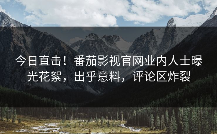 今日直击！番茄影视官网业内人士曝光花絮，出乎意料，评论区炸裂