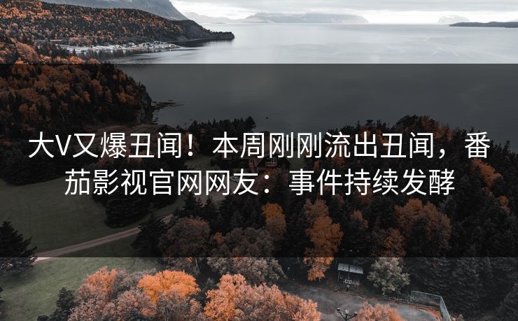 大V又爆丑闻！本周刚刚流出丑闻，番茄影视官网网友：事件持续发酵