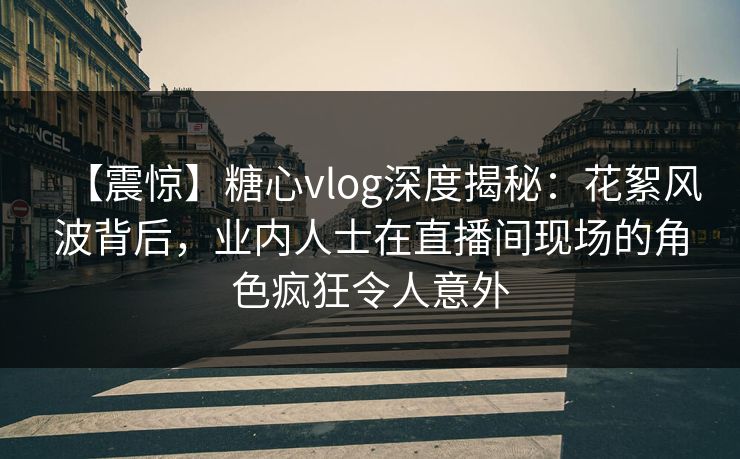 【震惊】糖心vlog深度揭秘：花絮风波背后，业内人士在直播间现场的角色疯狂令人意外
