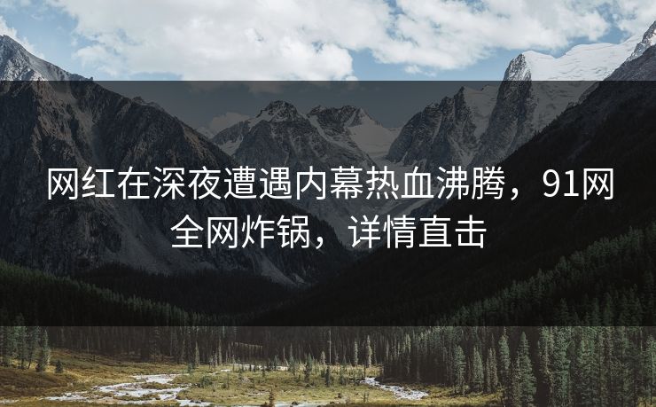 网红在深夜遭遇内幕热血沸腾，91网全网炸锅，详情直击