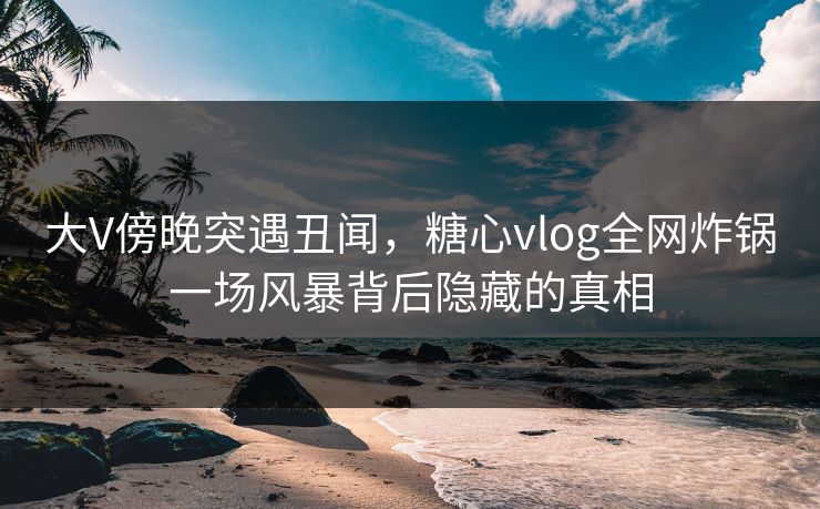 大V傍晚突遇丑闻，糖心vlog全网炸锅一场风暴背后隐藏的真相