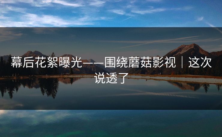 幕后花絮曝光——围绕蘑菇影视|这次说透了